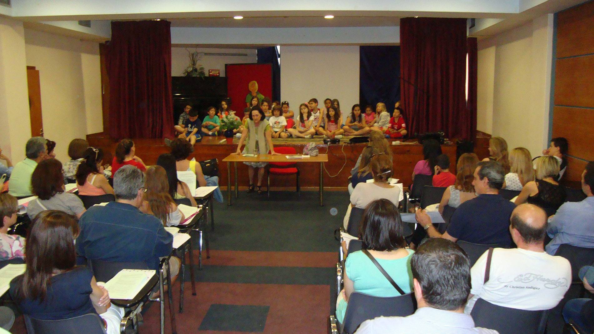 Student presentation on the school stage