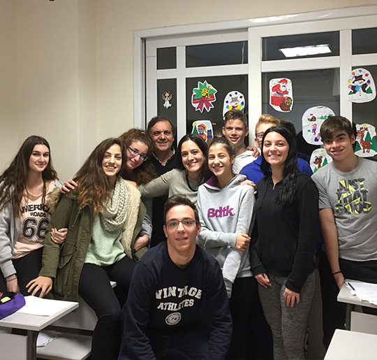 Dr. Maira Katsianou with students in class